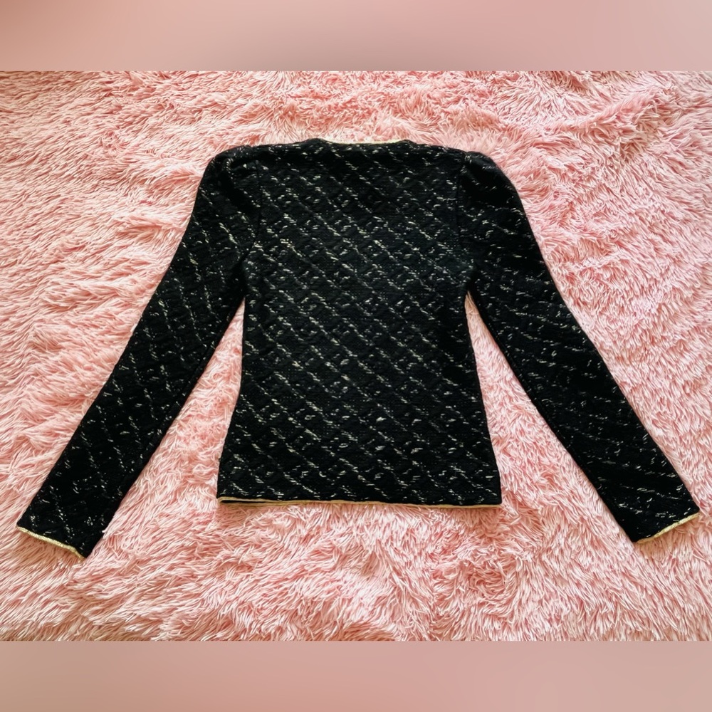 Emilio Pucci Black Wool Lurex Knit Detail Coat Small - Picture 5 of 5